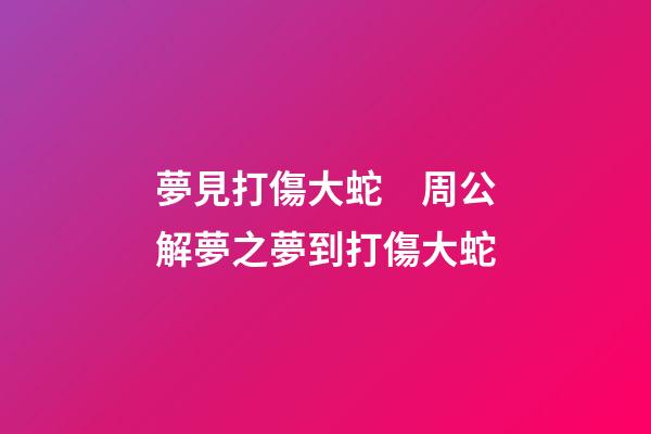 夢見打傷大蛇　周公解夢之夢到打傷大蛇